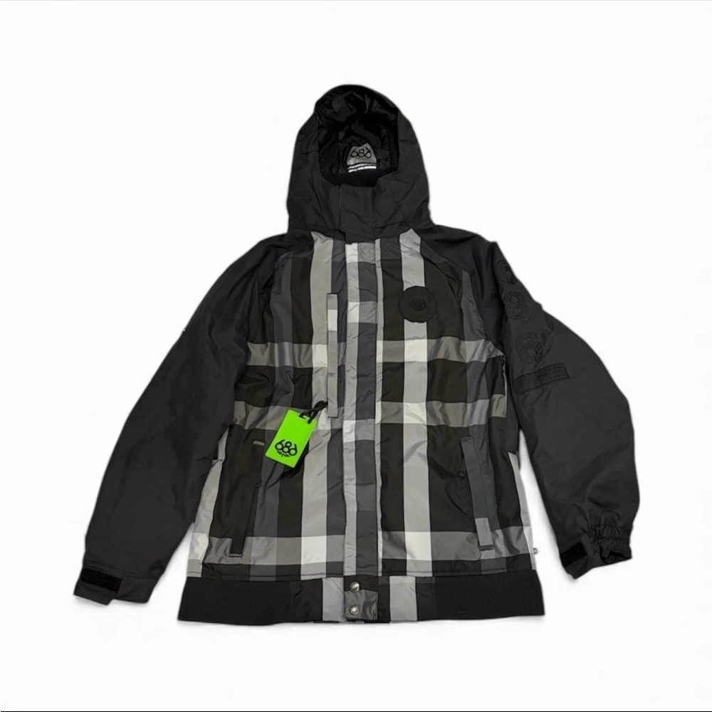 686 Men’s Black & Gray Infi-Dry Hooded Winter Jacket NEW
